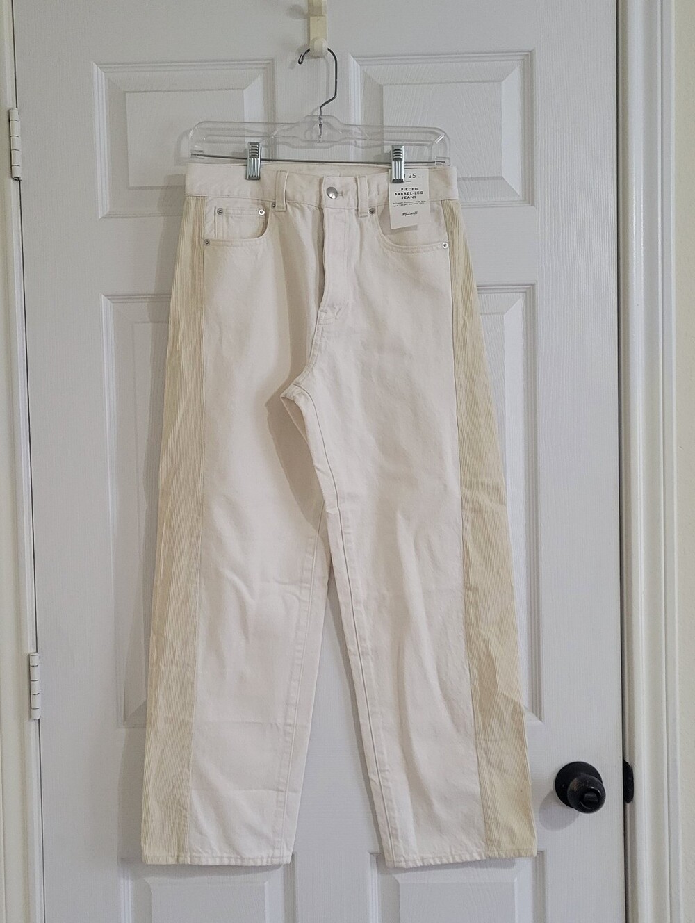 Madewell Cream Pieced Barrel-Leg Jeans Sz 25